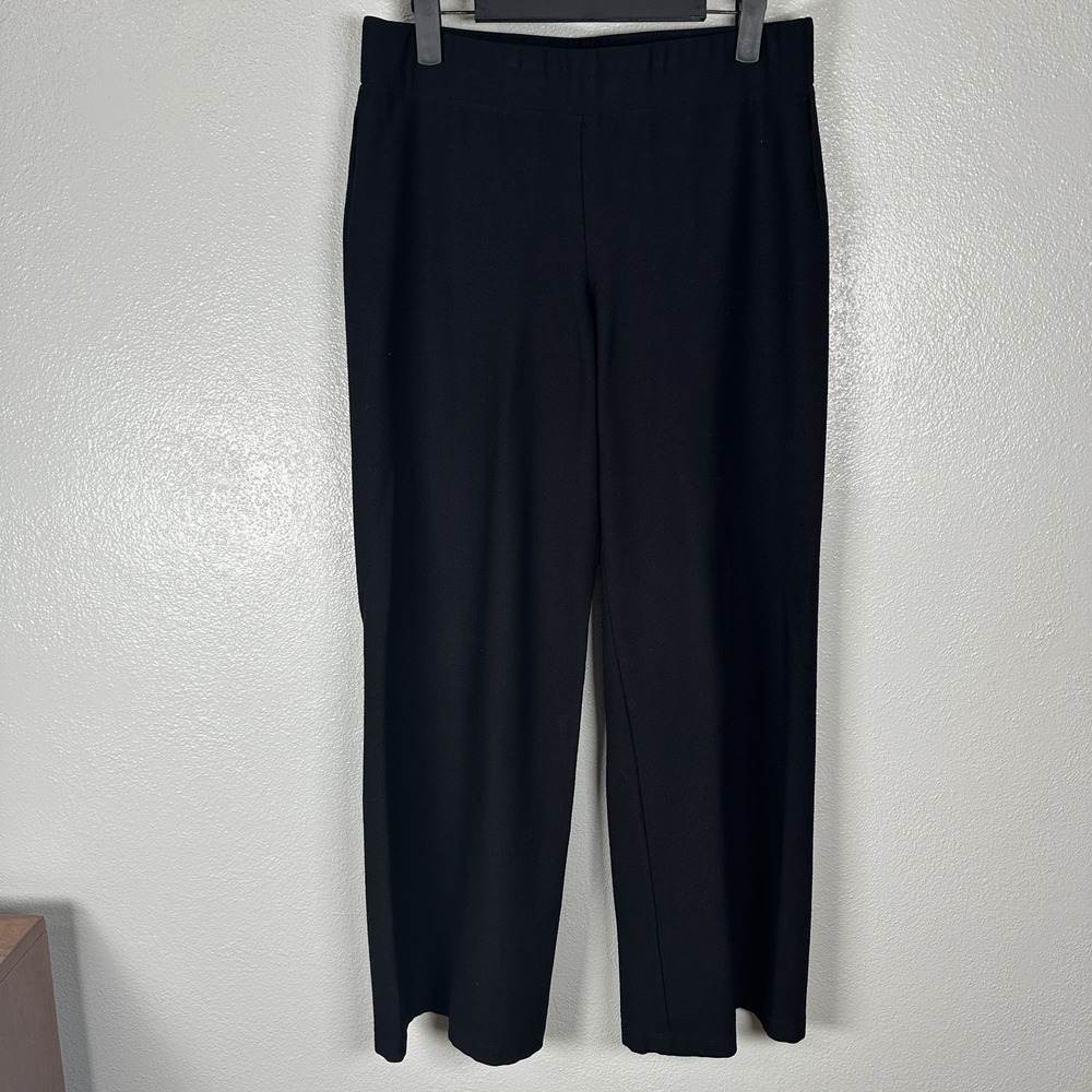 Eileen Fisher Pants Womens Petite Small PS Black Pull On Elastic Waist Ponte